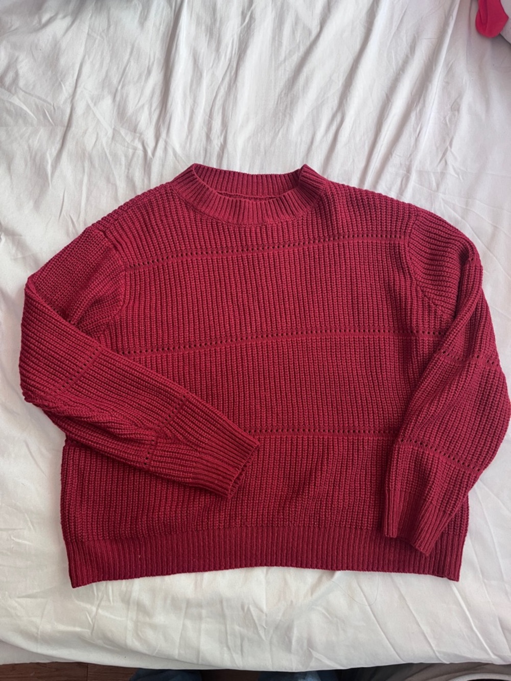 SHEIN Deep Berry Crewneck Knit Sweater